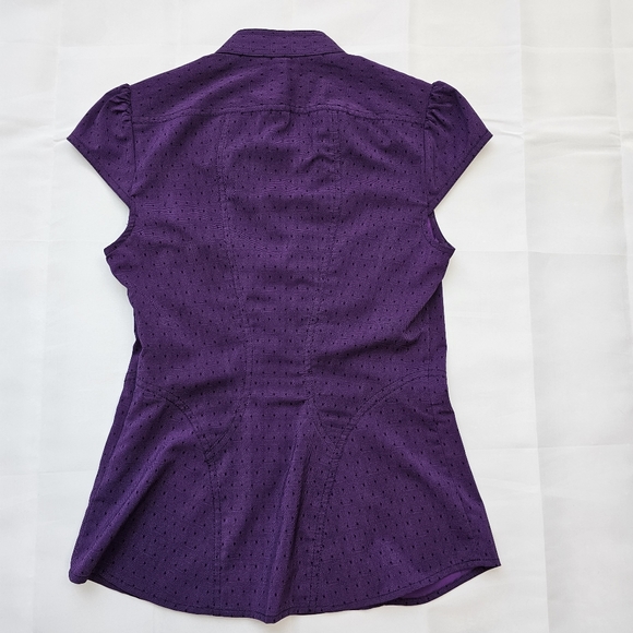 EXPRESS Women's V-Neck Short Sleeve Blouses Purple Blue Size XS - Picture 15 of 17